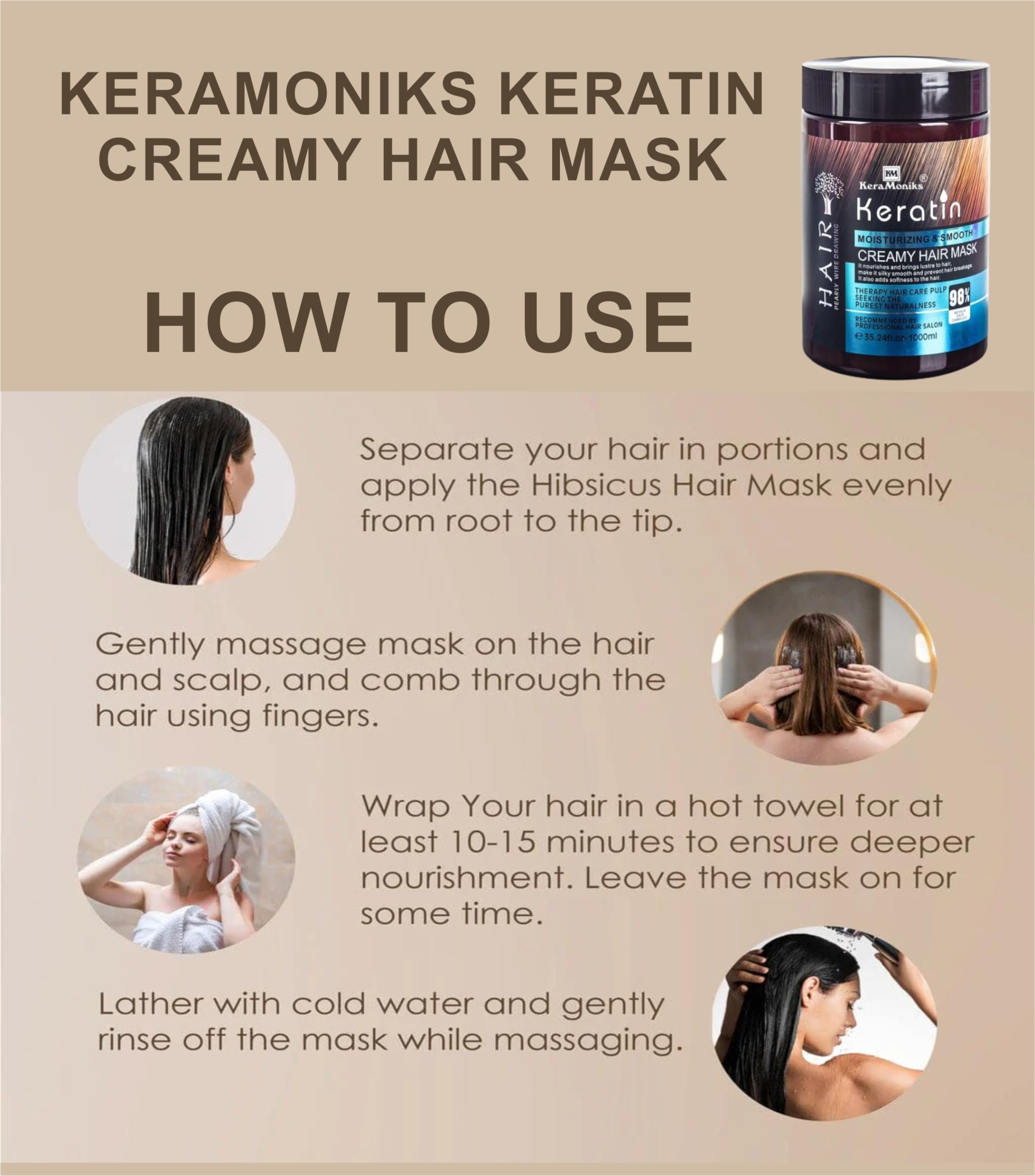 Moisturizing & Smooth Keratin Creamy Hair Mask (1000ML) - Classy Touch Pk