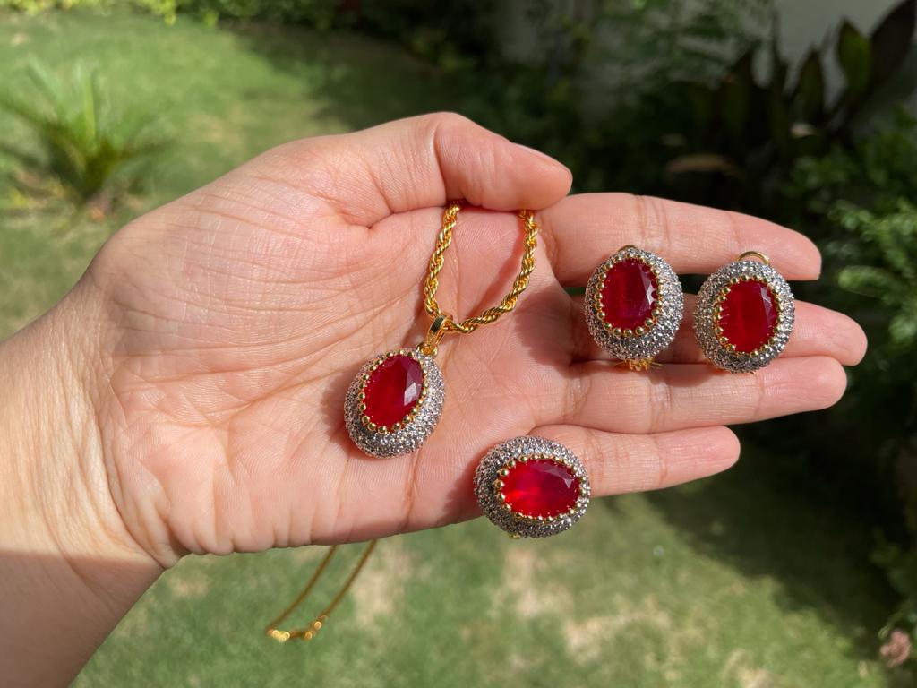 Sparkling Zirconia Earrings And Ring Set