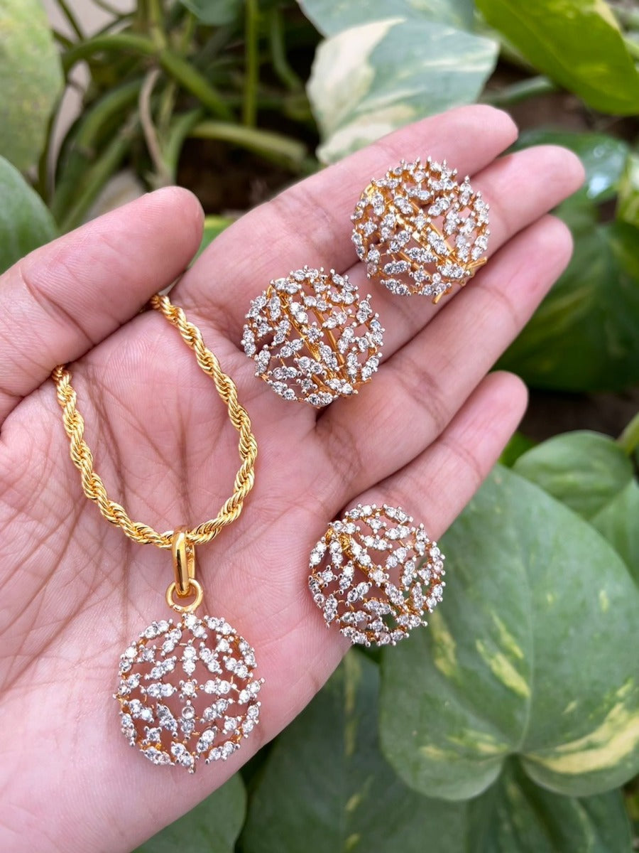 Gold Plated Zircon Stone Pendant Set