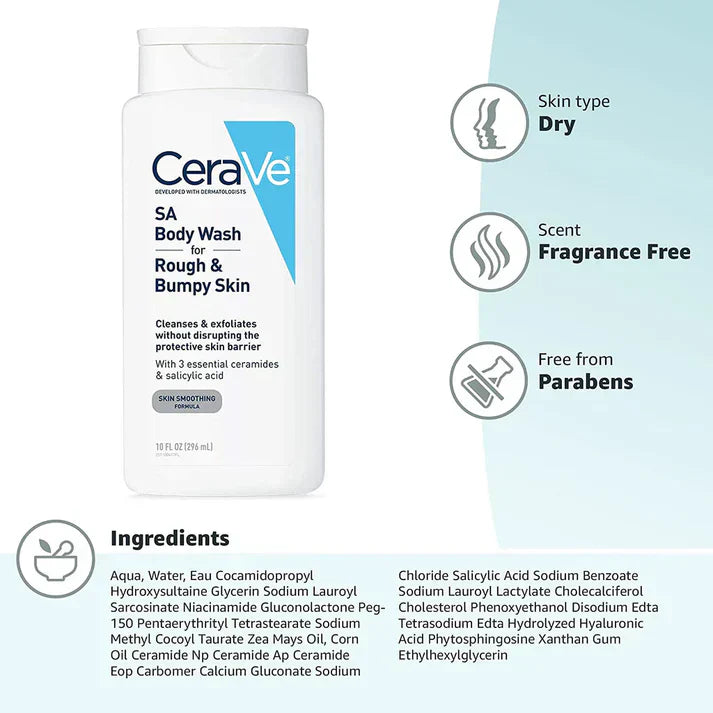 CeraVe SA Body Wash for Rough & Bumpy Skin - 296 ml