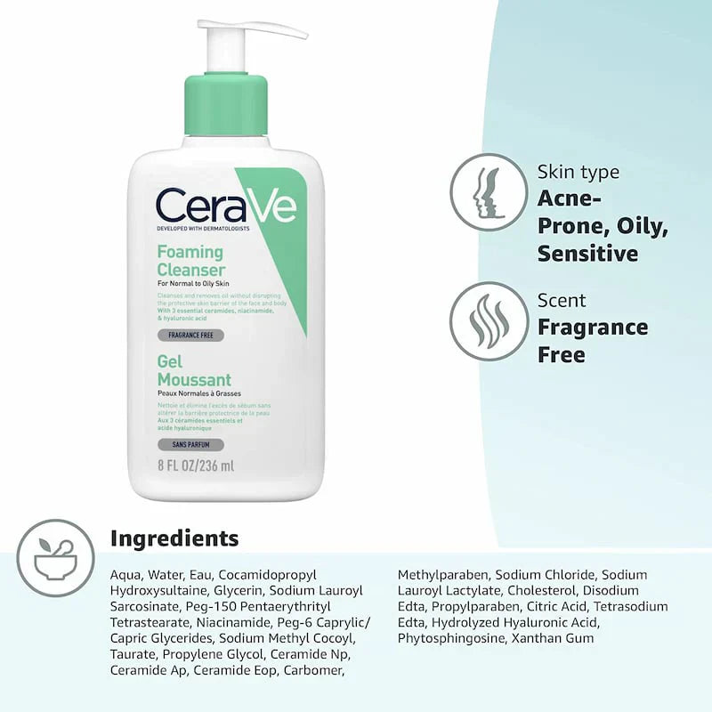 CeraVe Foaming Cleanser for Normal to Oily Skin