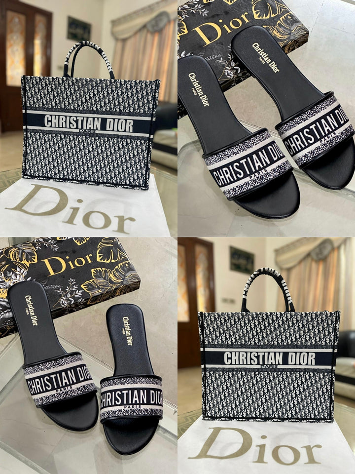 DD black combo slipper&bag