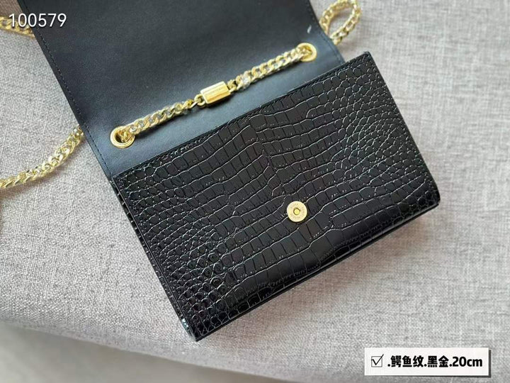 YSL Small Chain Leather Bag (BLACK)