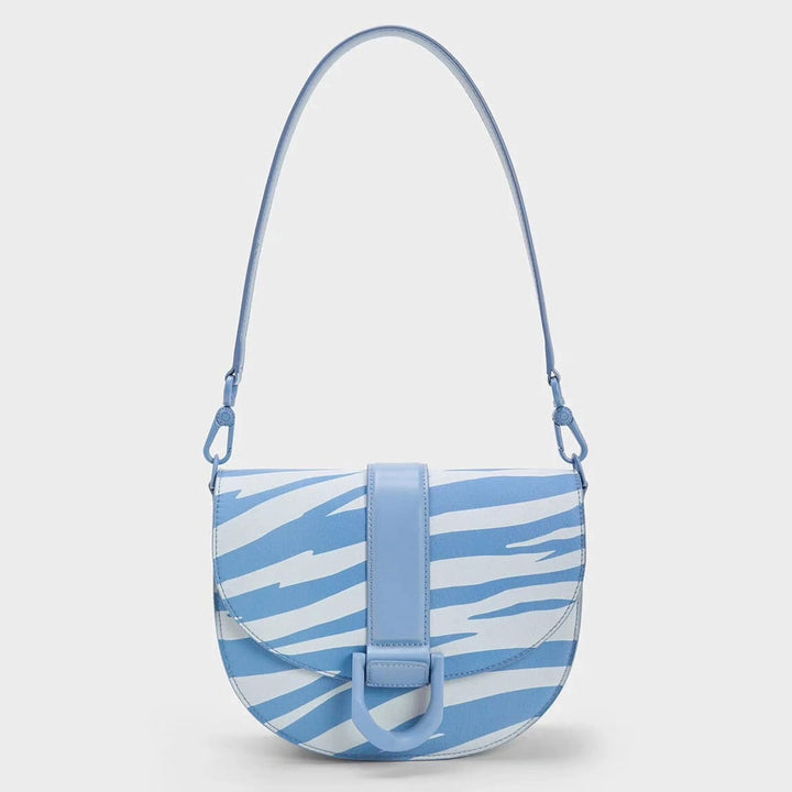 Charles & Keith Gabine Saddle Bag Zebra Print (Blue)