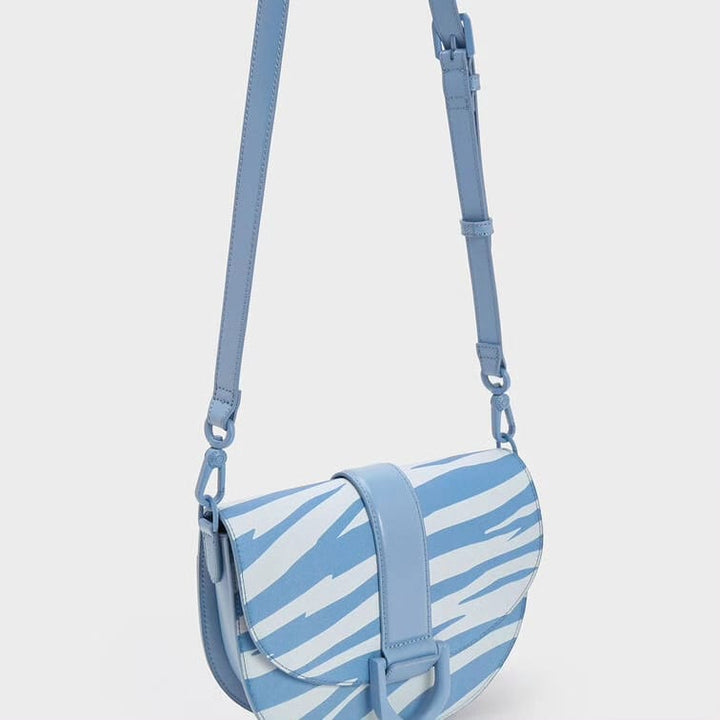 Charles & Keith Gabine Saddle Bag Zebra Print (Blue)