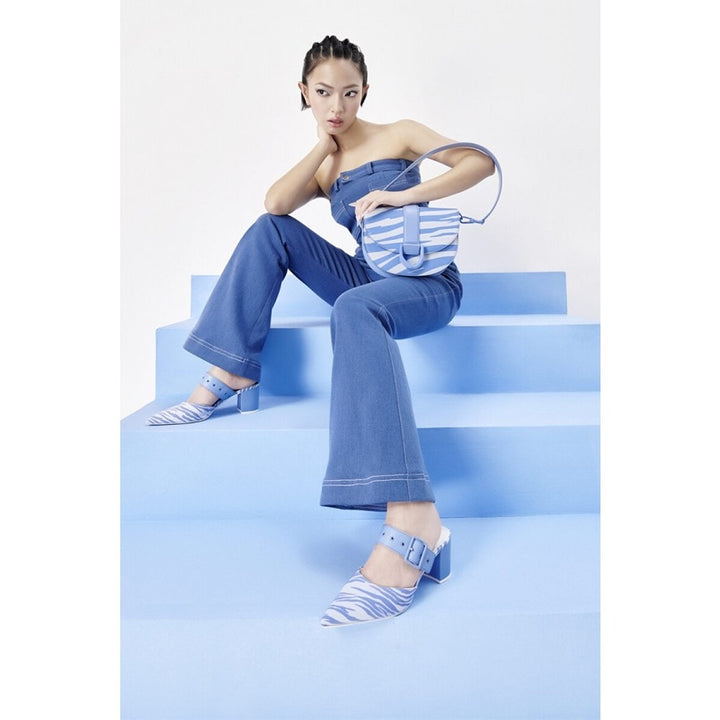 Charles & Keith Gabine Saddle Bag Zebra Print (Blue)