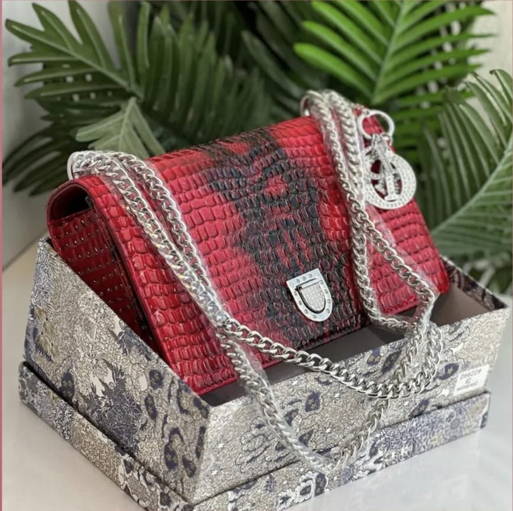 Medium Crocodile-Textured Bag