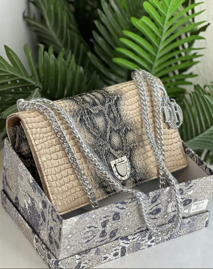Medium Crocodile-Textured Bag