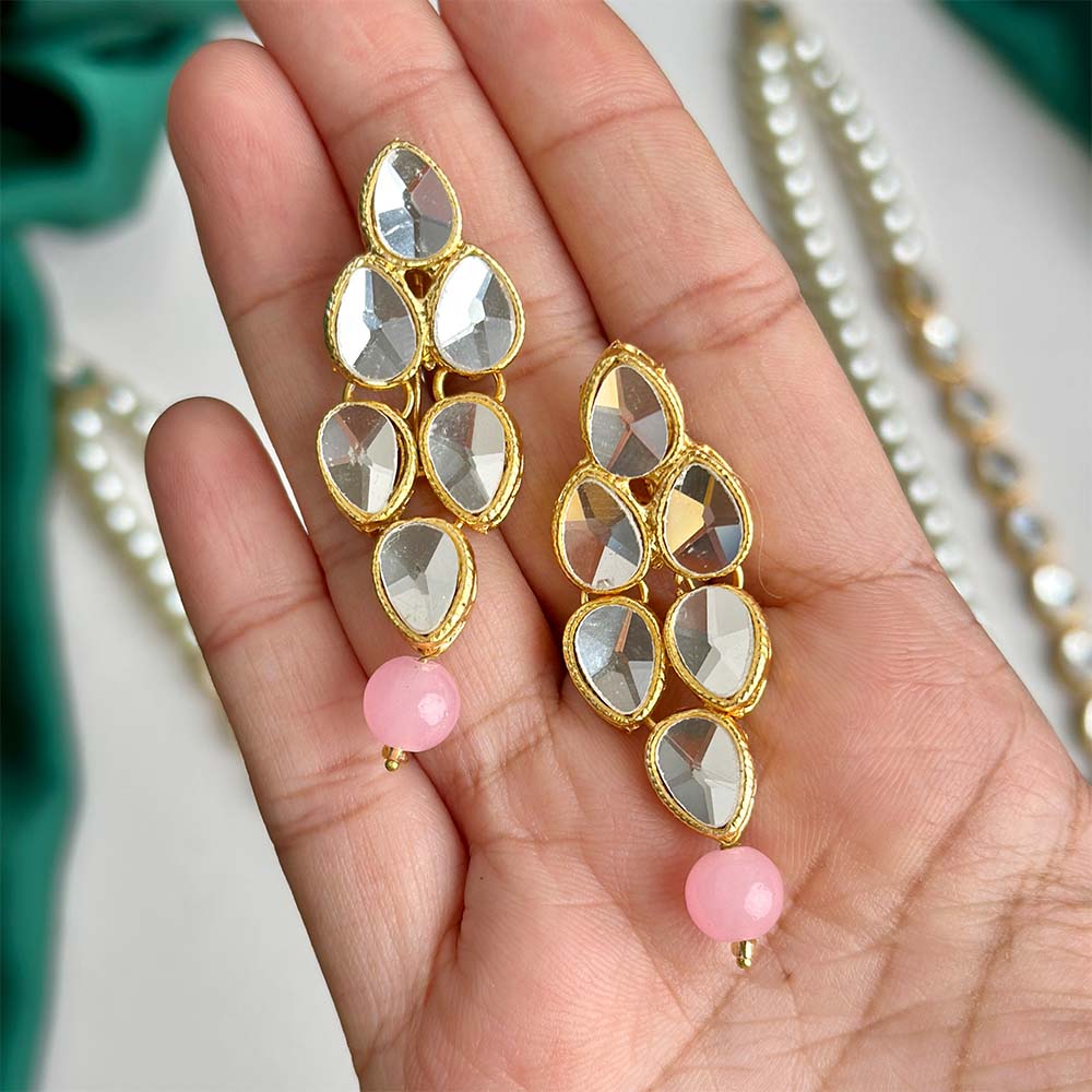 Kundan Maala/Earrings (Baby Pink) - Maala