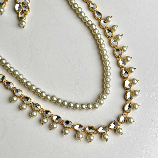 Kundan Maala/Earrings (Pearl) - Maala