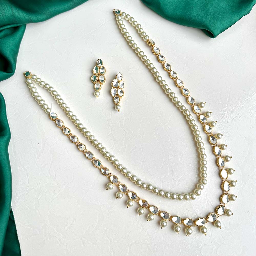 Kundan Maala/Earrings (Pearl) - Maala
