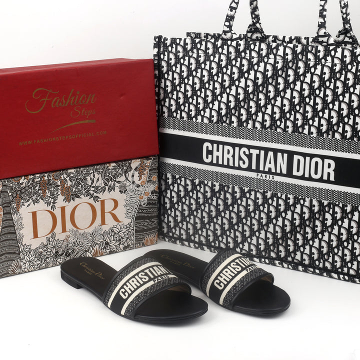 DD black combo slipper&bag